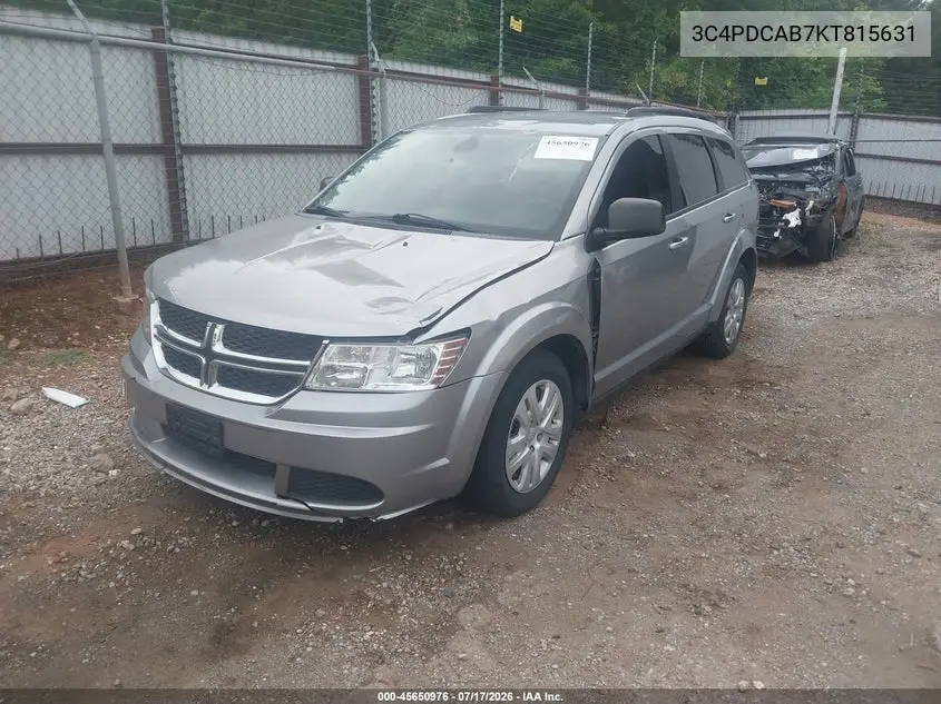 2019 Dodge Journey Se Value Package VIN: 3C4PDCAB7KT815631 Lot: 45650976