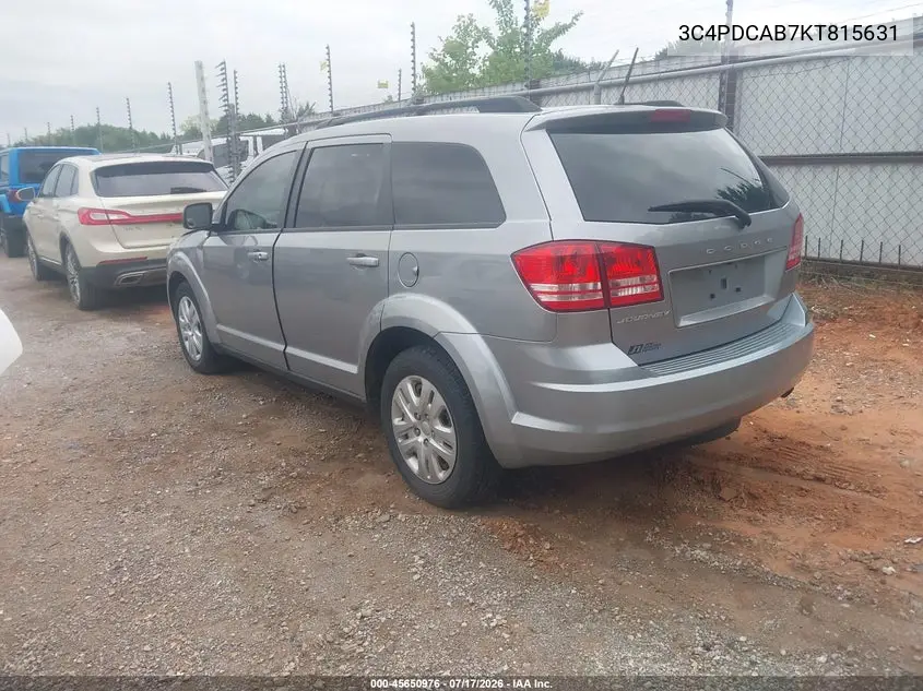 2019 Dodge Journey Se Value Package VIN: 3C4PDCAB7KT815631 Lot: 45650976