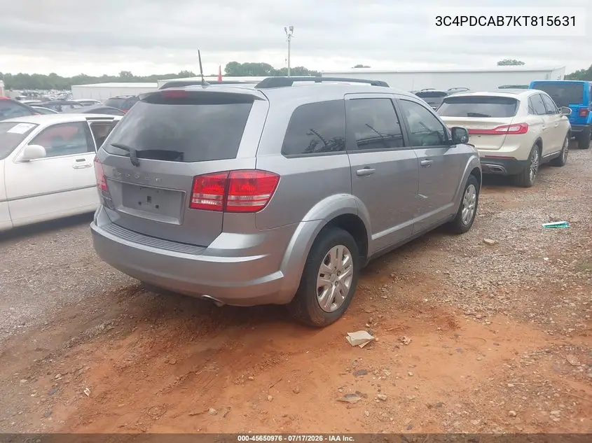 2019 Dodge Journey Se Value Package VIN: 3C4PDCAB7KT815631 Lot: 45650976