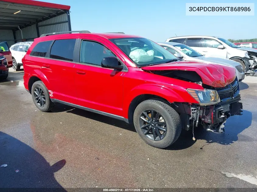 2019 Dodge Journey Se VIN: 3C4PDCBG9KT868986 Lot: 45652114