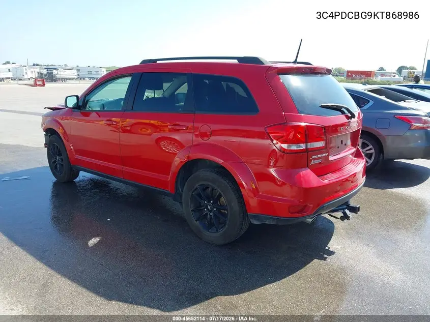 2019 Dodge Journey Se VIN: 3C4PDCBG9KT868986 Lot: 45652114