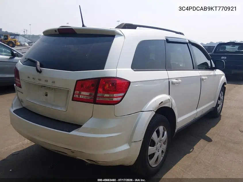 2019 Dodge Journey Se Value Package VIN: 3C4PDCAB9KT770921 Lot: 45663460