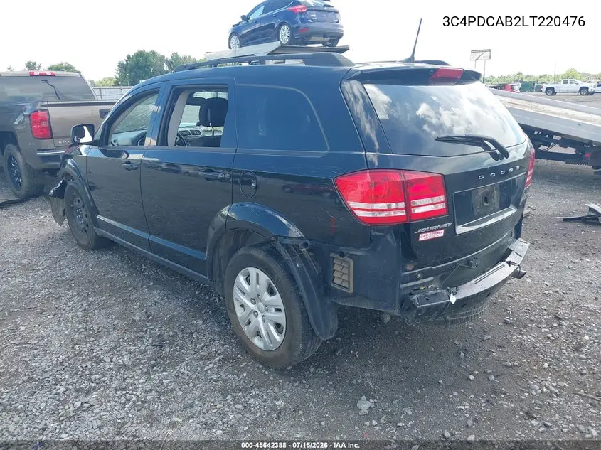 2020 Dodge Journey Se Value VIN: 3C4PDCAB2LT220476 Lot: 45642388