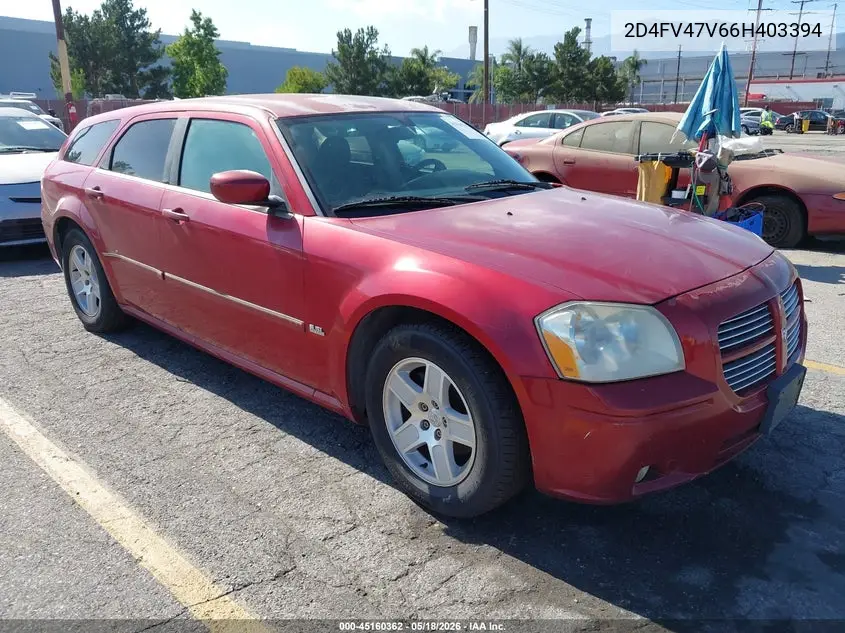 2006 Dodge Magnum VIN: 2D4FV47V66H403394 Lot: 45160362