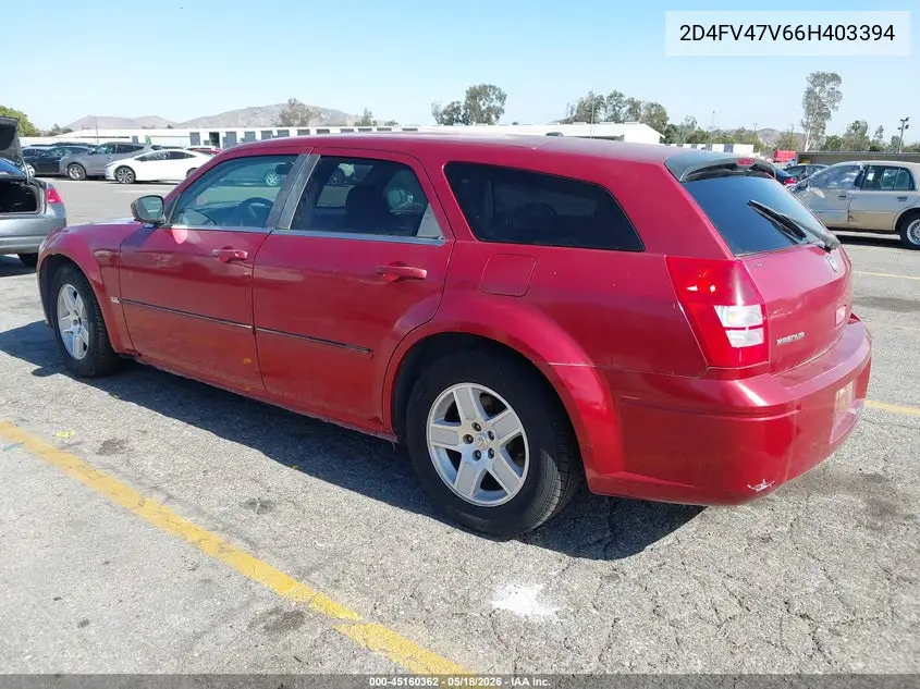 2006 Dodge Magnum VIN: 2D4FV47V66H403394 Lot: 45160362