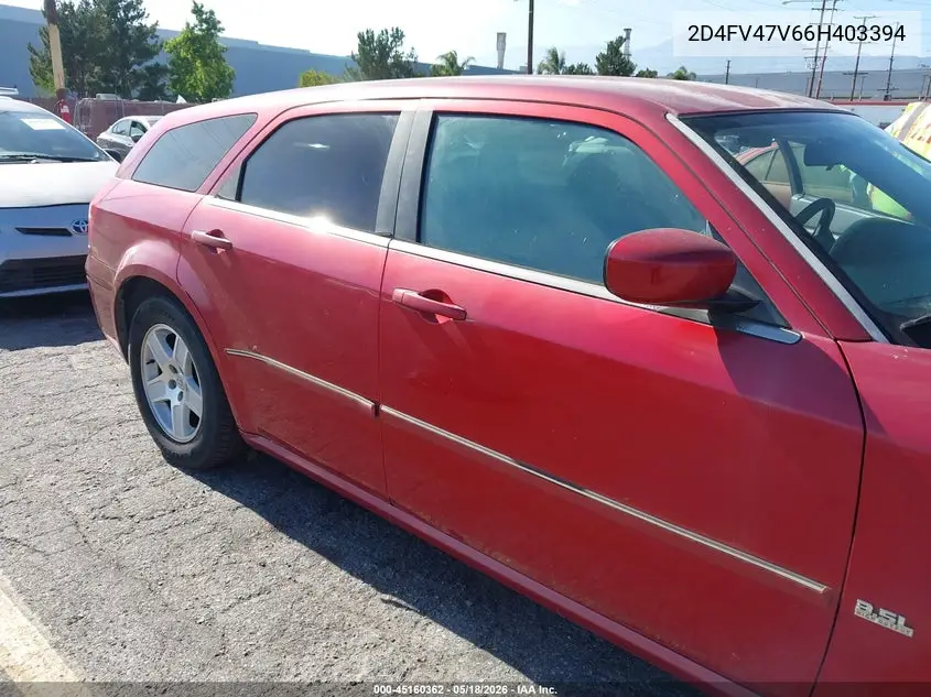 2006 Dodge Magnum VIN: 2D4FV47V66H403394 Lot: 45160362