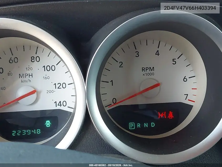 2006 Dodge Magnum VIN: 2D4FV47V66H403394 Lot: 45160362