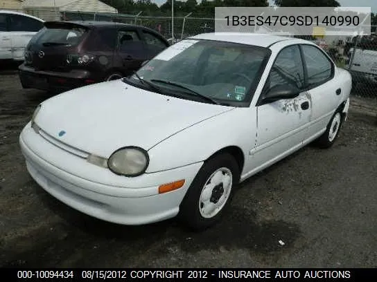 1995 Dodge Neon VIN: 1B3ES47C9SD140990 Lot: 10094434