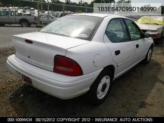 1995 Dodge Neon VIN: 1B3ES47C9SD140990 Lot: 10094434