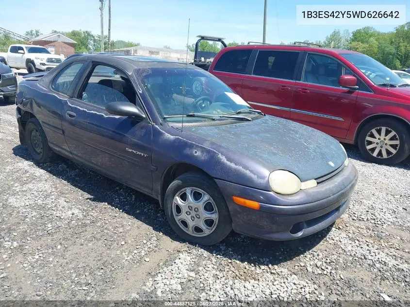 1998 Dodge Neon Competition/Highline VIN: 1B3ES42Y5WD626642 Lot: 44887125