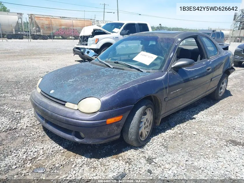 1998 Dodge Neon Competition/Highline VIN: 1B3ES42Y5WD626642 Lot: 44887125