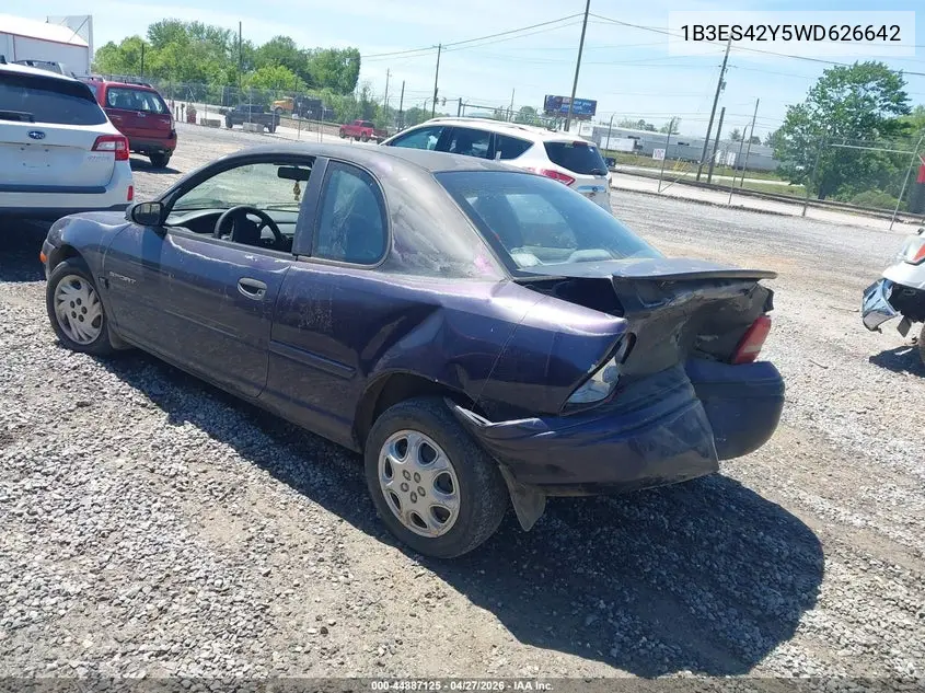 1998 Dodge Neon Competition/Highline VIN: 1B3ES42Y5WD626642 Lot: 44887125