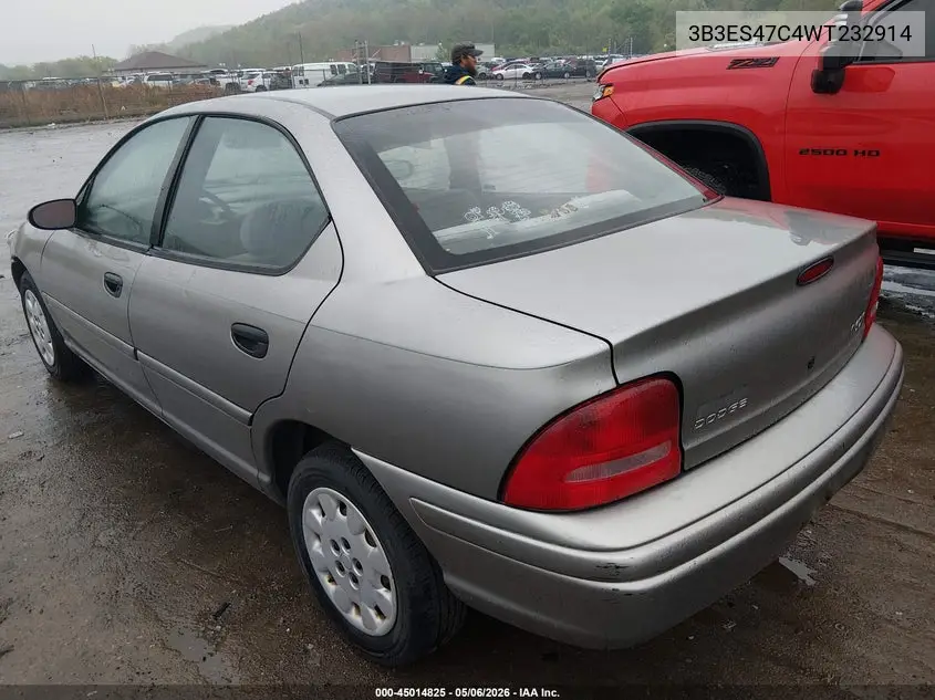 1998 Dodge Neon Competition/Highline VIN: 3B3ES47C4WT232914 Lot: 45014825
