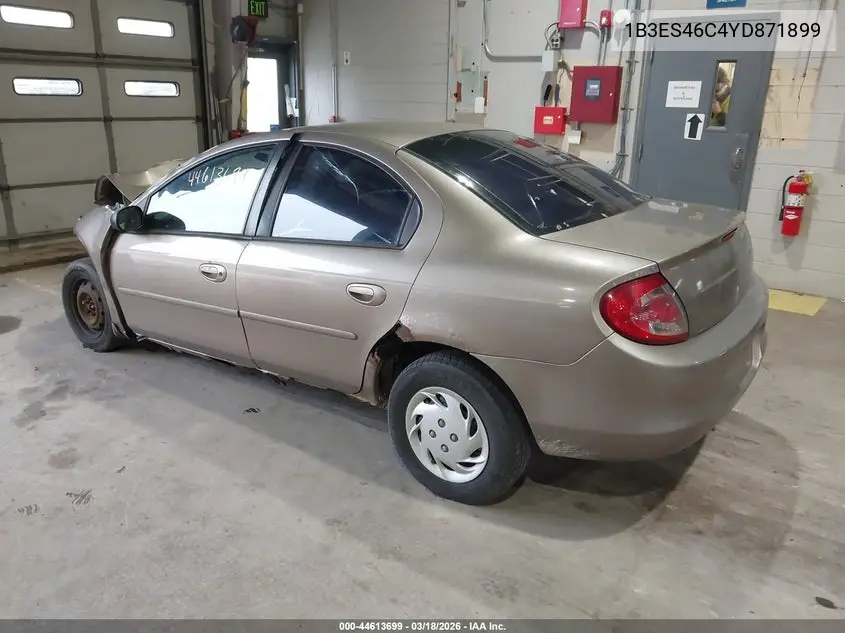 2000 Dodge Neon Highline VIN: 1B3ES46C4YD871899 Lot: 44613699
