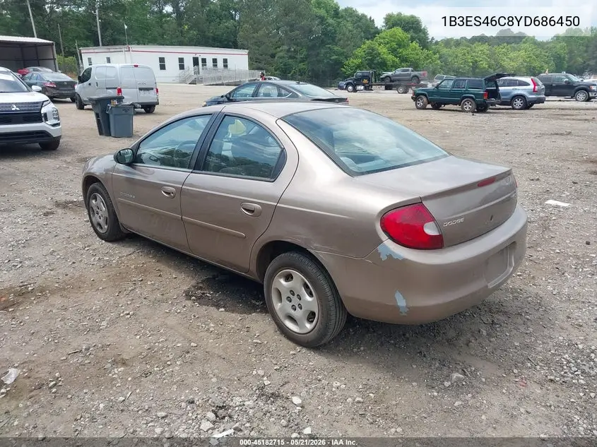 2000 Dodge Neon Highline VIN: 1B3ES46C8YD686450 Lot: 45182715