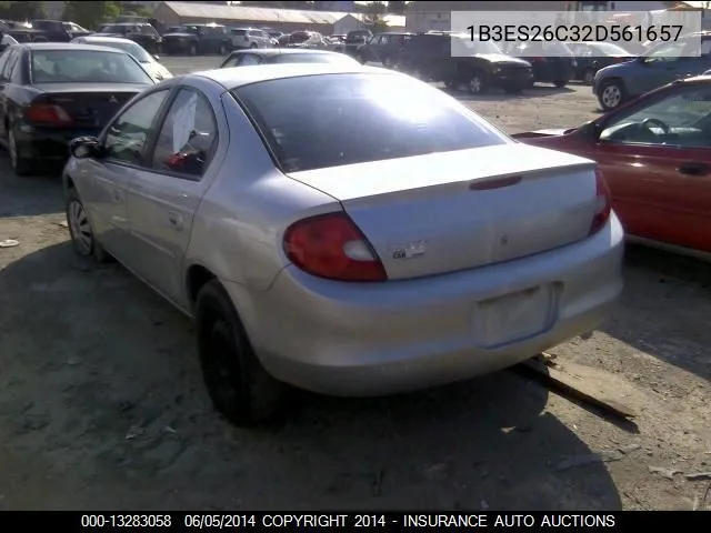 2002 Dodge Neon Base VIN: 1B3ES26C32D561657 Lot: 13283058