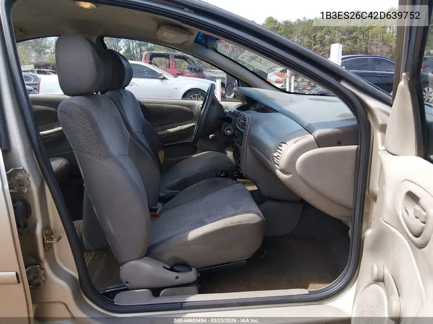 2002 Dodge Neon VIN: 1B3ES26C42D639752 Lot: 44685494