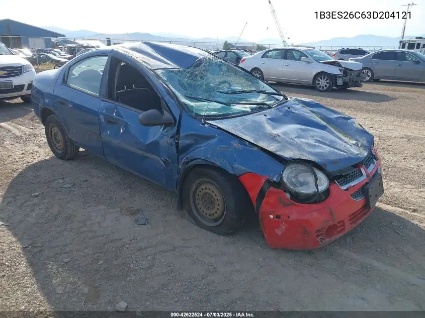 2003 Dodge Neon Se VIN: 1B3ES26C63D204121 Lot: 42622524