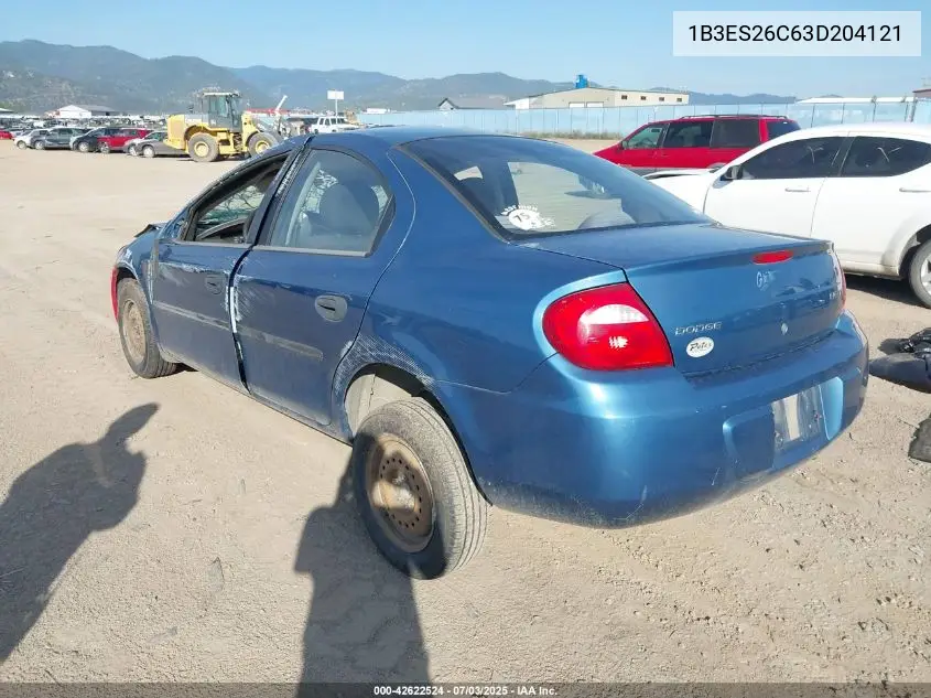 2003 Dodge Neon Se VIN: 1B3ES26C63D204121 Lot: 42622524