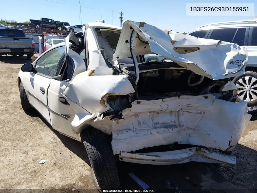 2003 Dodge Neon Se VIN: 1B3ES26C93D155951 Lot: 45061355