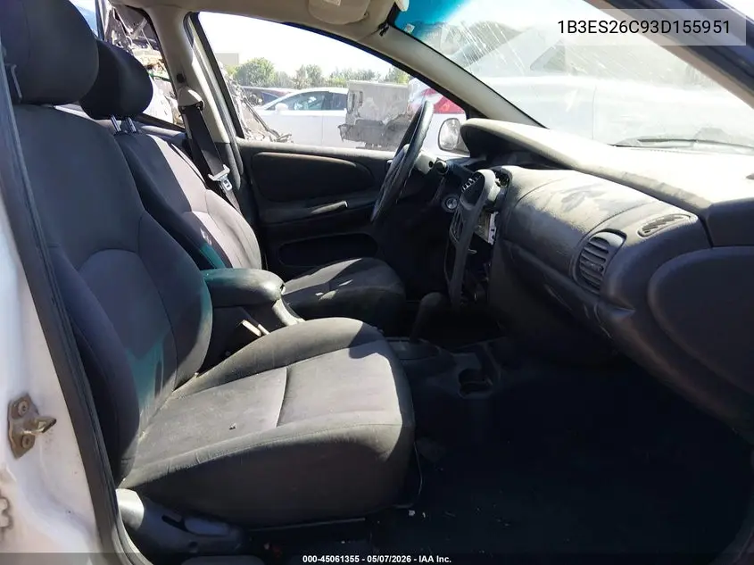 2003 Dodge Neon Se VIN: 1B3ES26C93D155951 Lot: 45061355