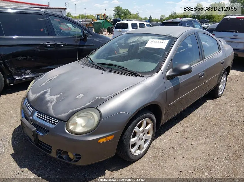 2003 Dodge Neon Sxt VIN: 1B3ES56C83D212965 Lot: 45063347