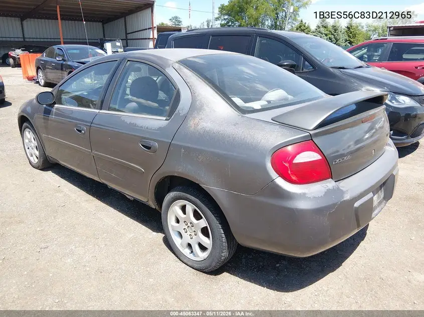 2003 Dodge Neon Sxt VIN: 1B3ES56C83D212965 Lot: 45063347