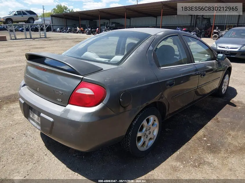 2003 Dodge Neon Sxt VIN: 1B3ES56C83D212965 Lot: 45063347