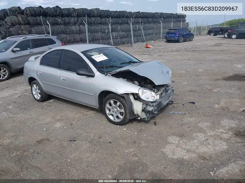 2003 Dodge Neon Sxt VIN: 1B3ES56C83D209967 Lot: 45326594