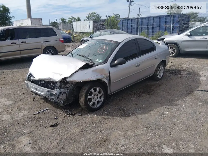 2003 Dodge Neon Sxt VIN: 1B3ES56C83D209967 Lot: 45326594