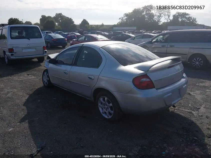 2003 Dodge Neon Sxt VIN: 1B3ES56C83D209967 Lot: 45326594