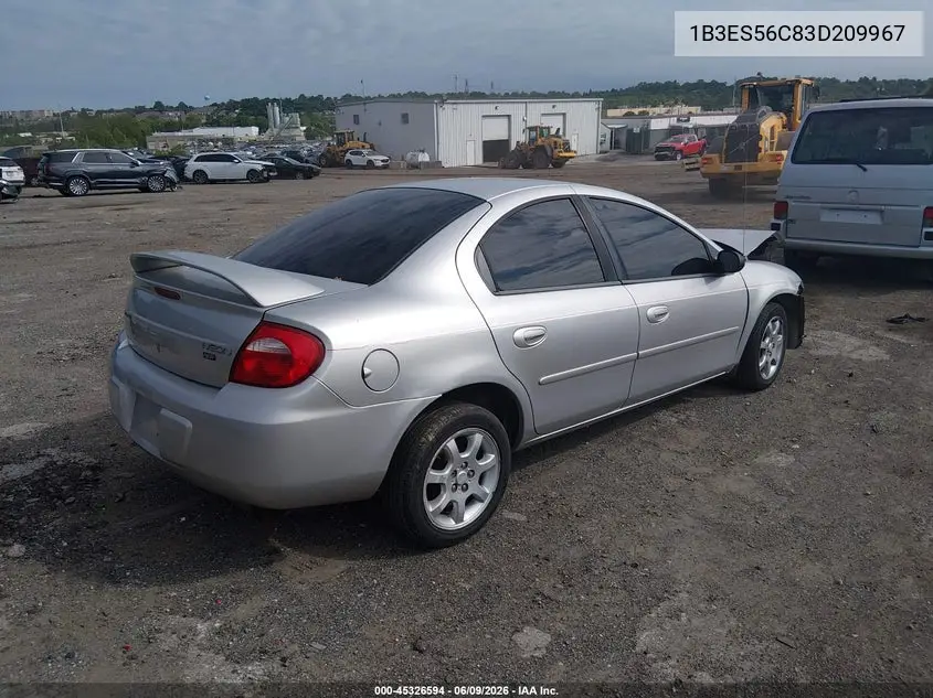2003 Dodge Neon Sxt VIN: 1B3ES56C83D209967 Lot: 45326594