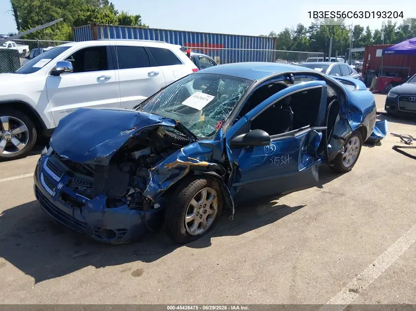 2003 Dodge Neon Sxt VIN: 1B3ES56C63D193204 Lot: 45426475