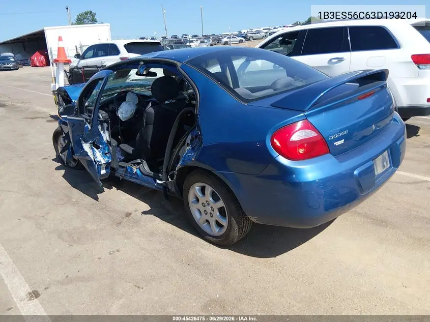 2003 Dodge Neon Sxt VIN: 1B3ES56C63D193204 Lot: 45426475