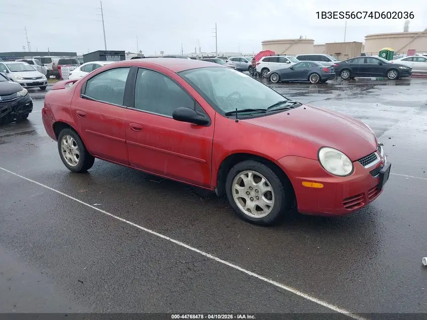 2004 Dodge Neon Sxt VIN: 1B3ES56C74D602036 Lot: 44768478
