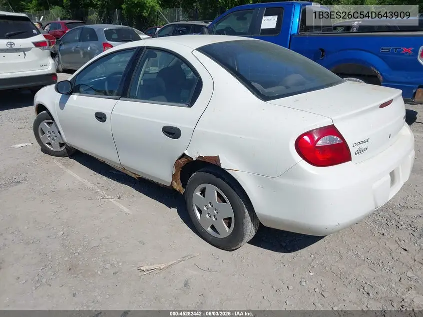 2004 Dodge Neon Se VIN: 1B3ES26C54D643909 Lot: 45282442