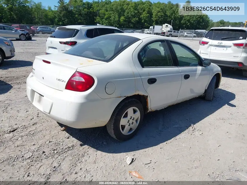 2004 Dodge Neon Se VIN: 1B3ES26C54D643909 Lot: 45282442