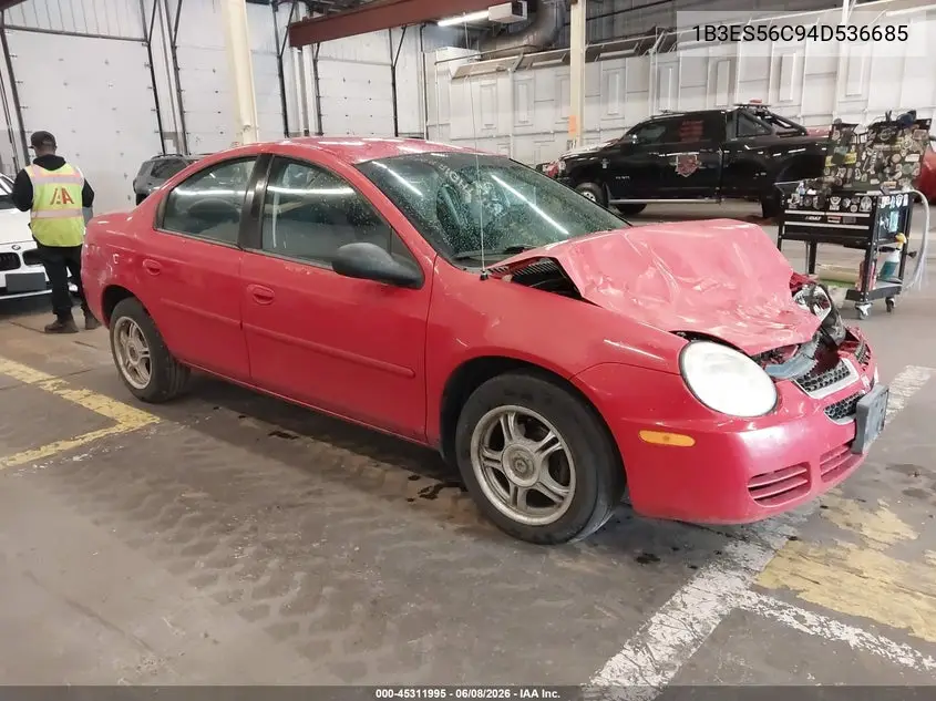 2004 Dodge Neon Sxt VIN: 1B3ES56C94D536685 Lot: 45311995