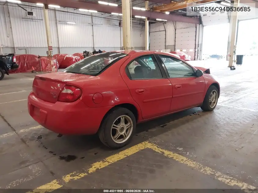 2004 Dodge Neon Sxt VIN: 1B3ES56C94D536685 Lot: 45311995