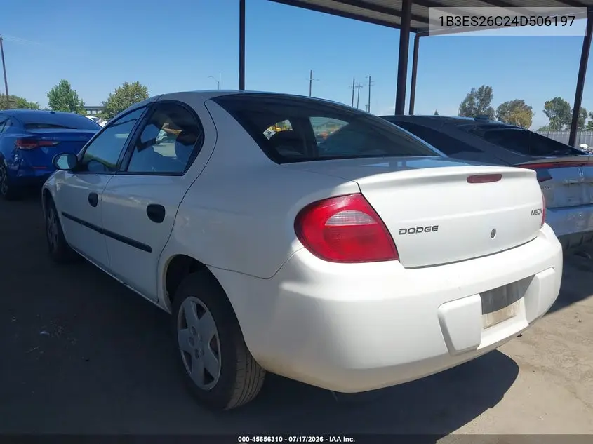 2004 Dodge Neon Se VIN: 1B3ES26C24D506197 Lot: 45656310