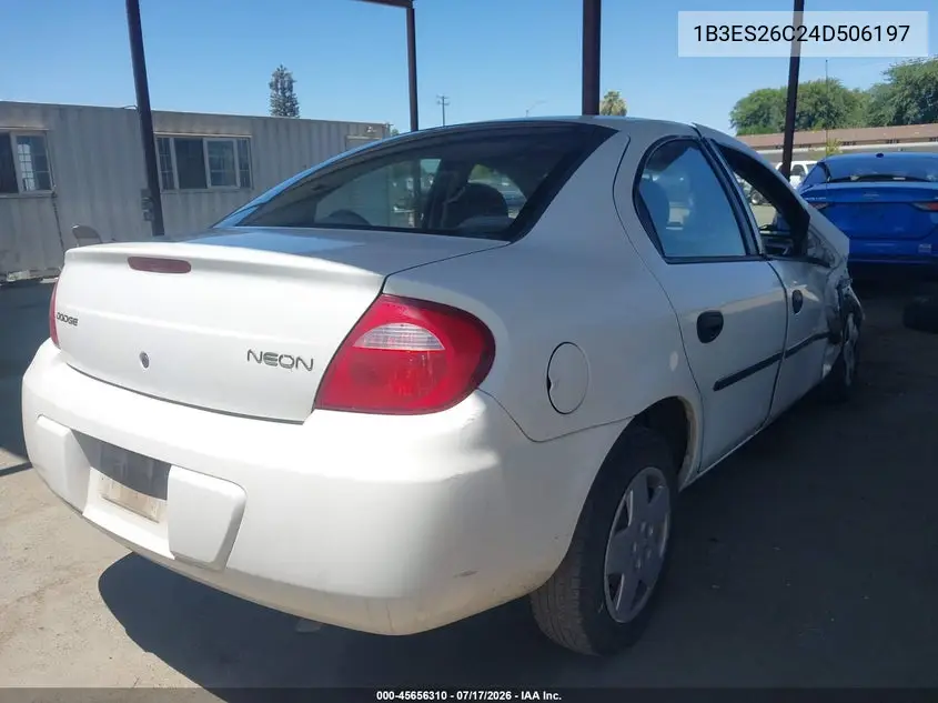 2004 Dodge Neon Se VIN: 1B3ES26C24D506197 Lot: 45656310