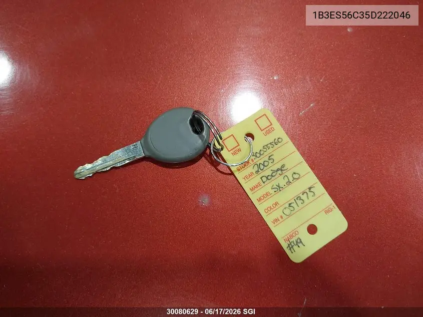 2005 Dodge Neon Sxt VIN: 1B3ES56C35D222046 Lot: 30080629