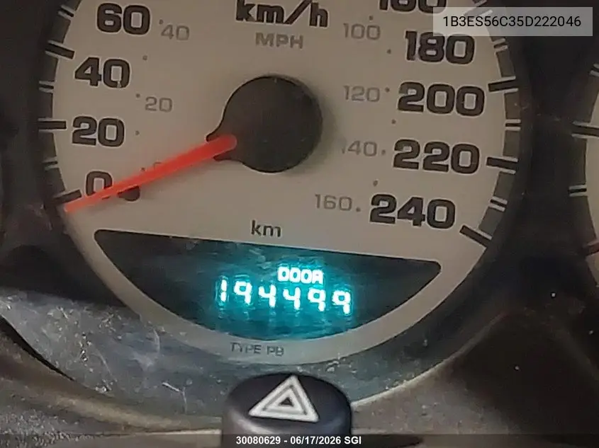 2005 Dodge Neon Sxt VIN: 1B3ES56C35D222046 Lot: 30080629