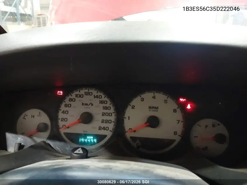 2005 Dodge Neon Sxt VIN: 1B3ES56C35D222046 Lot: 30080629