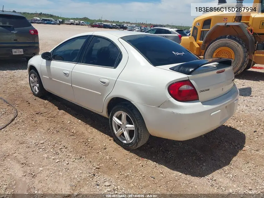 2005 Dodge Neon Sxt VIN: 1B3ES56C15D287994 Lot: 45124442