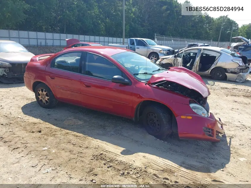 2005 Dodge Neon Sxt VIN: 1B3ES56C85D284994 Lot: 45357495