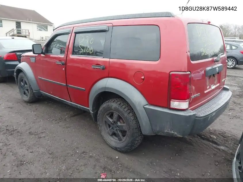2007 Dodge Nitro Sxt VIN: 1D8GU28K87W589442 Lot: 44448788
