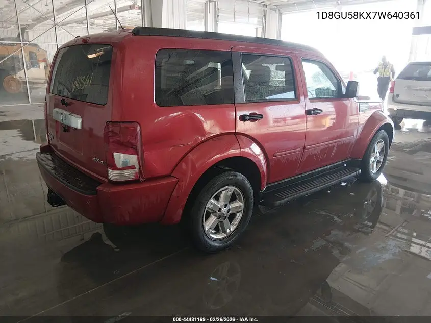 2007 Dodge Nitro Slt/Rt VIN: 1D8GU58KX7W640361 Lot: 44481169