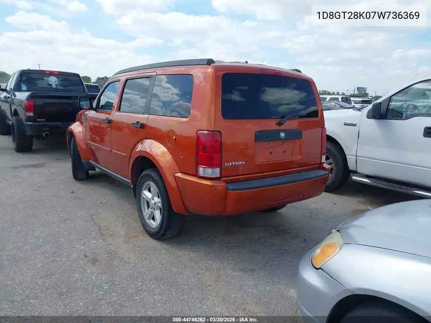 2007 Dodge Nitro Sxt VIN: 1D8GT28K07W736369 Lot: 44746262