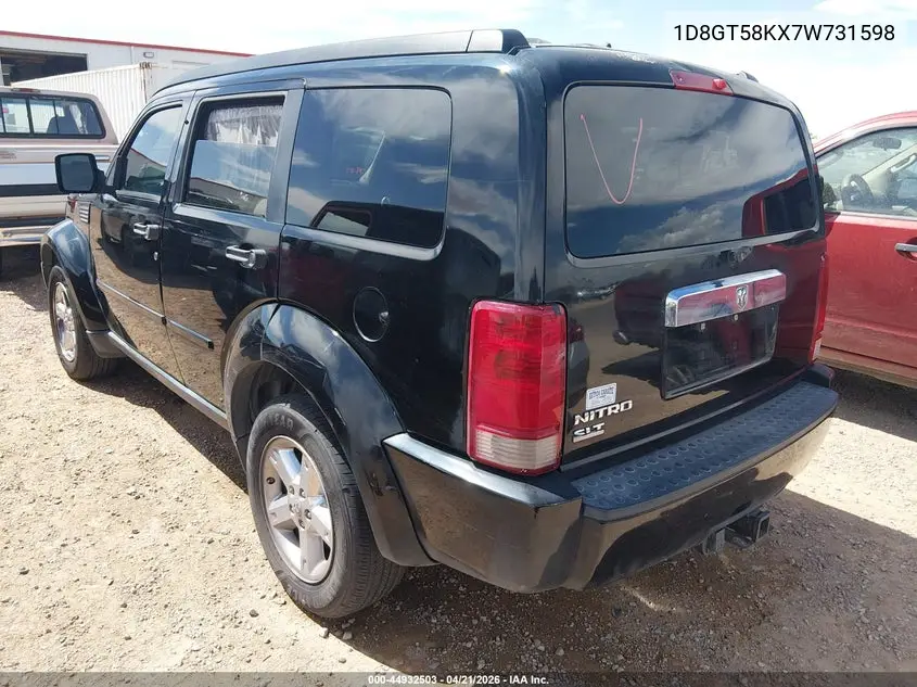 2007 Dodge Nitro Slt/Rt VIN: 1D8GT58KX7W731598 Lot: 44932503